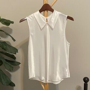 Vintage Chic Sleeveless White Blouse
